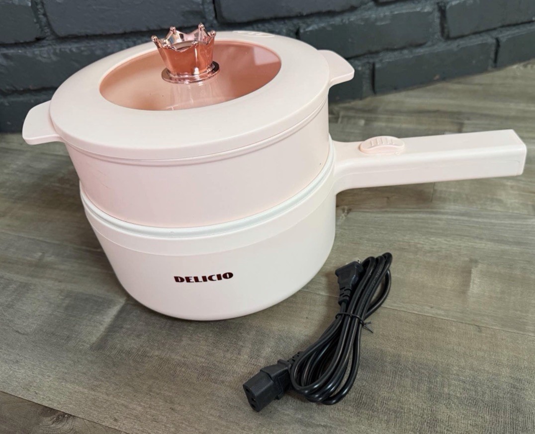 Delicio Multi-Function Electric Cooker 2.0L Pink Steamer Basket Lid AL0001-B