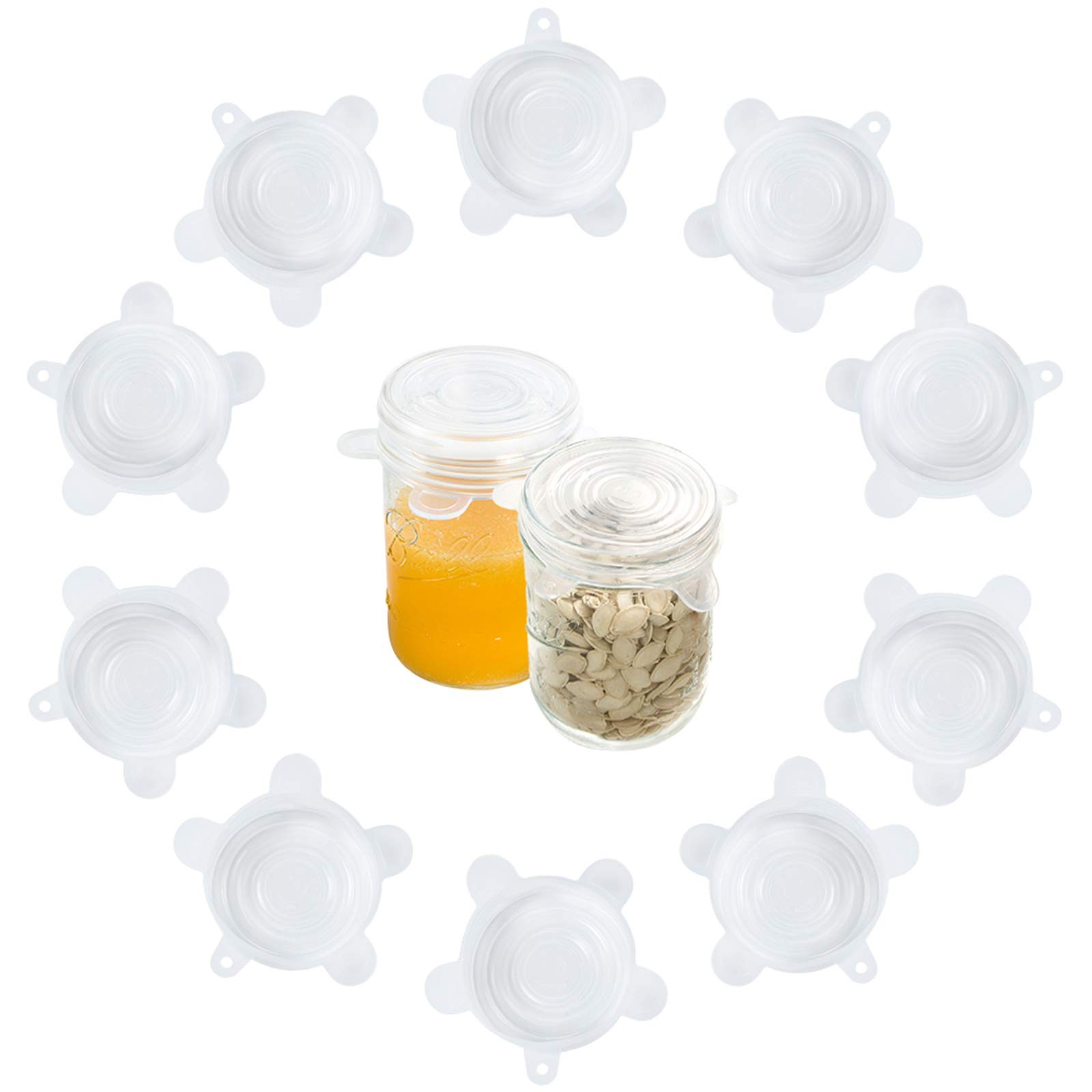 Silicone Stretch Lids 10 Pack for Regular and Wide Mouth Mason Jar, Reusable …
