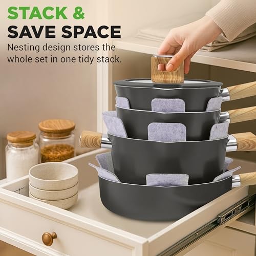NutriChef 14-Piece Non-Stick Ceramic Cookware Set – (Black)