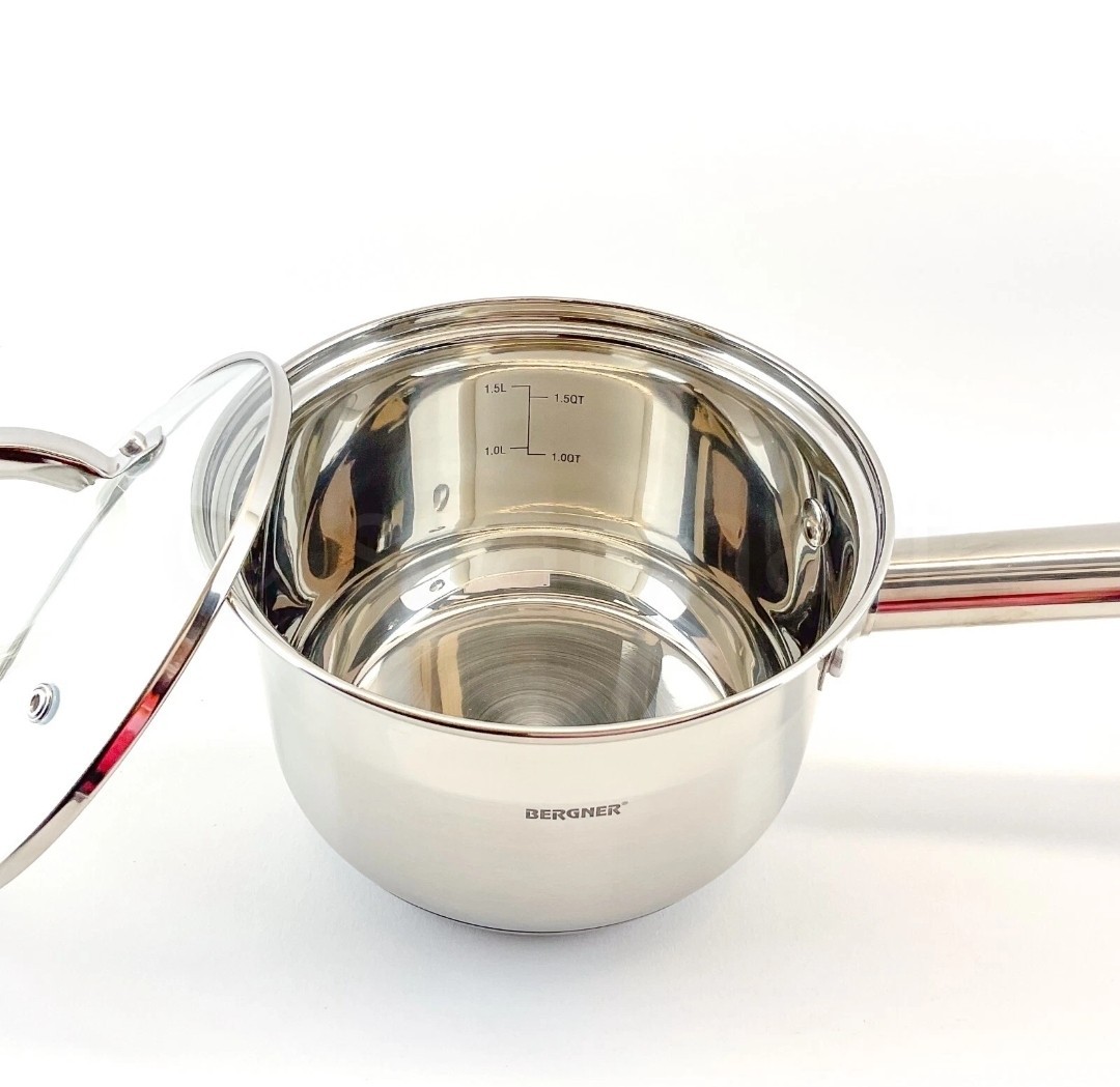 Bergner Essential Series Stainless Steel 1.8-qt Saucepan with Lid Cookware NWT