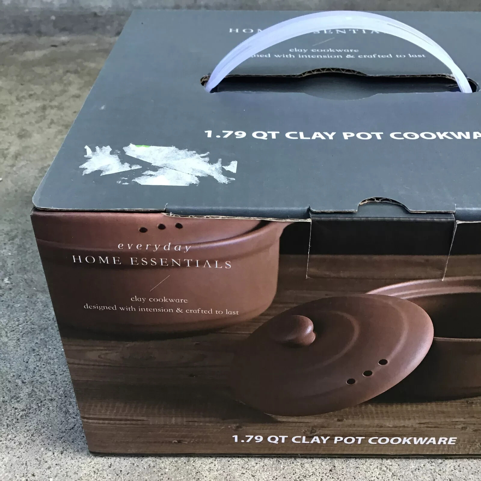 NEW Home Essentials 1.79 QT Brown Clay Pot Cookware For Gas Wood Oven Stoves