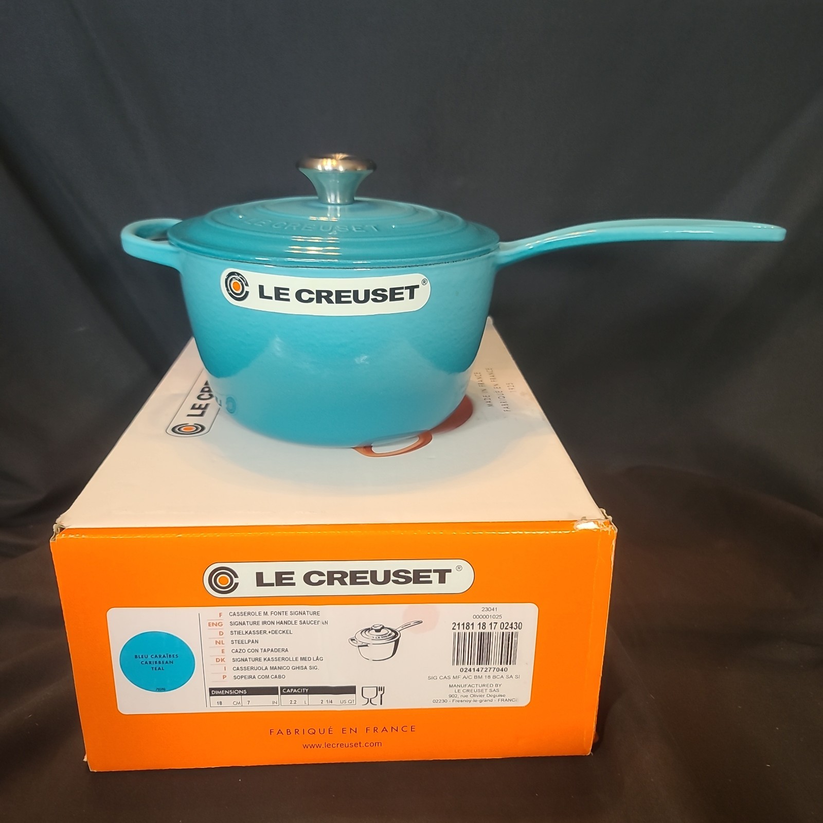 Le Creuset Signature Cast Iron 2.25 Quart Saucepan in Caribben Teal