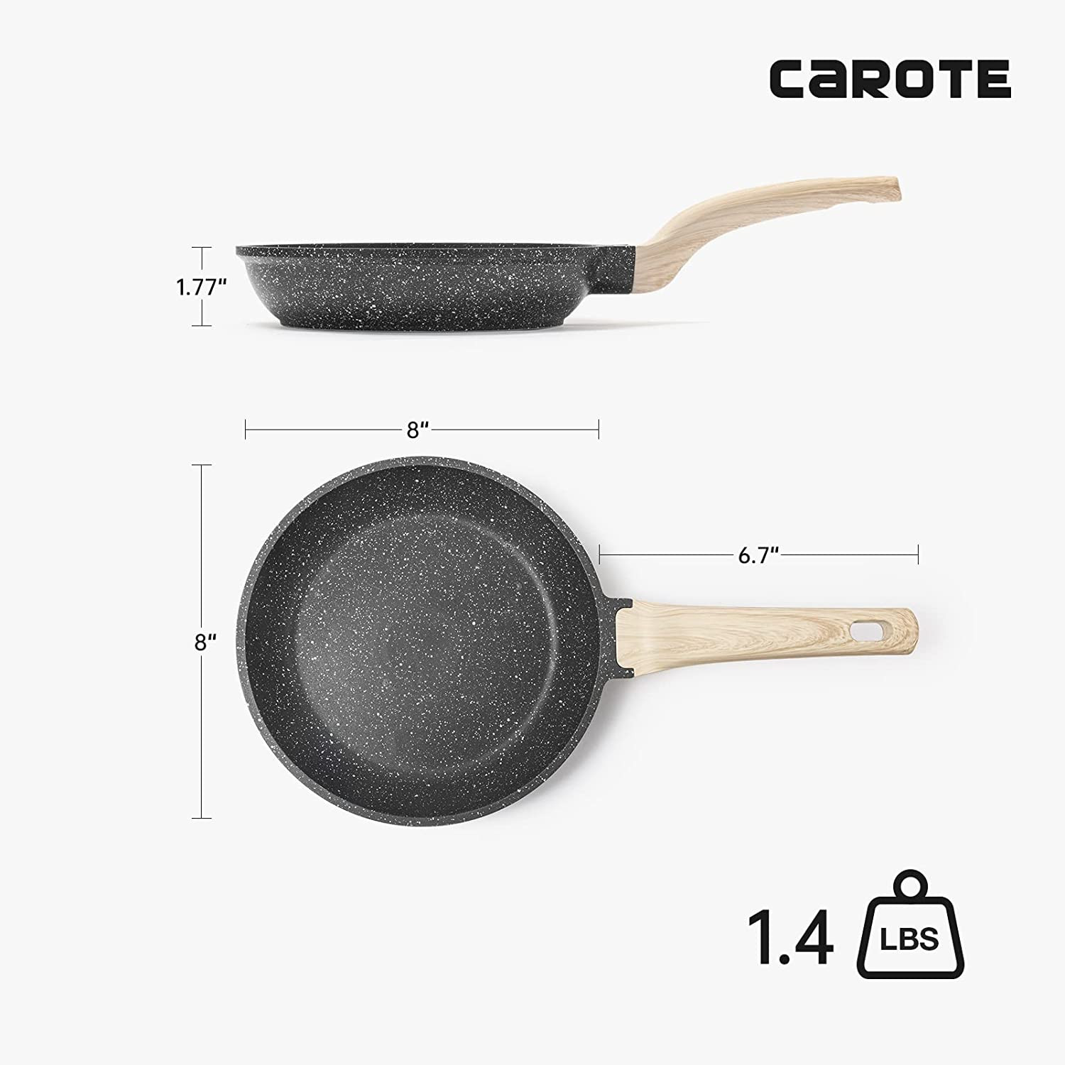 Frying Pan Stone Cookware Chef’s Pan Classic Granite 8 Inch NEW