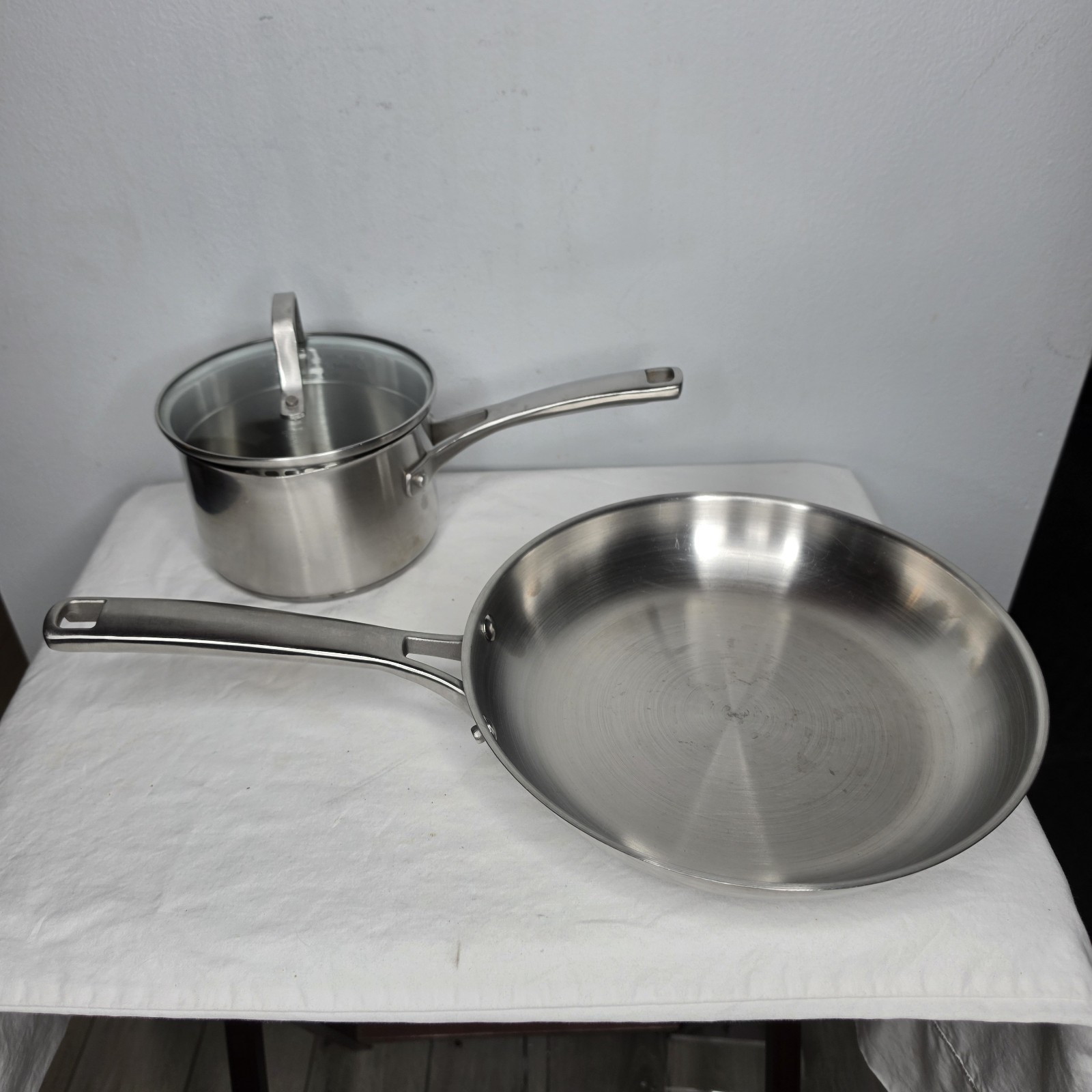 Calphalon Stainless Steel Cookware 10in Frying Pan And 1.5 qt Saucepan With Lid