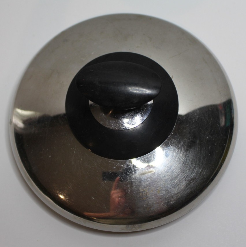 Stainless Steel Pot/Pan Replacement Lid, 5 1/8″ Diameter, Black Knob