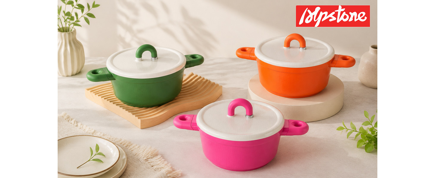 4QT Nonstick Stock Pot with Lid, Ceramic Casserole with Die-cast lid, Non-toxic