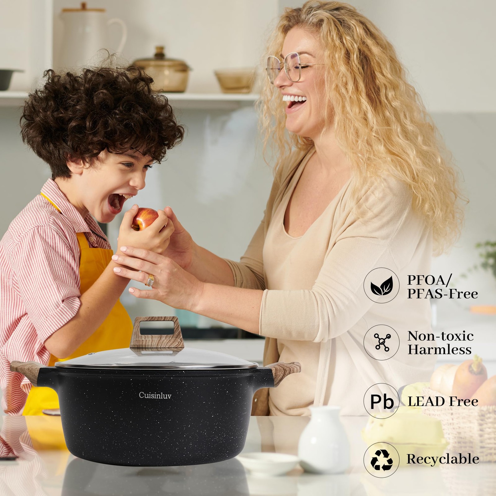 Pots and Pans Set, Nonstick Kitchen Cookware Sets，23Pcs Black Granite Inducti…