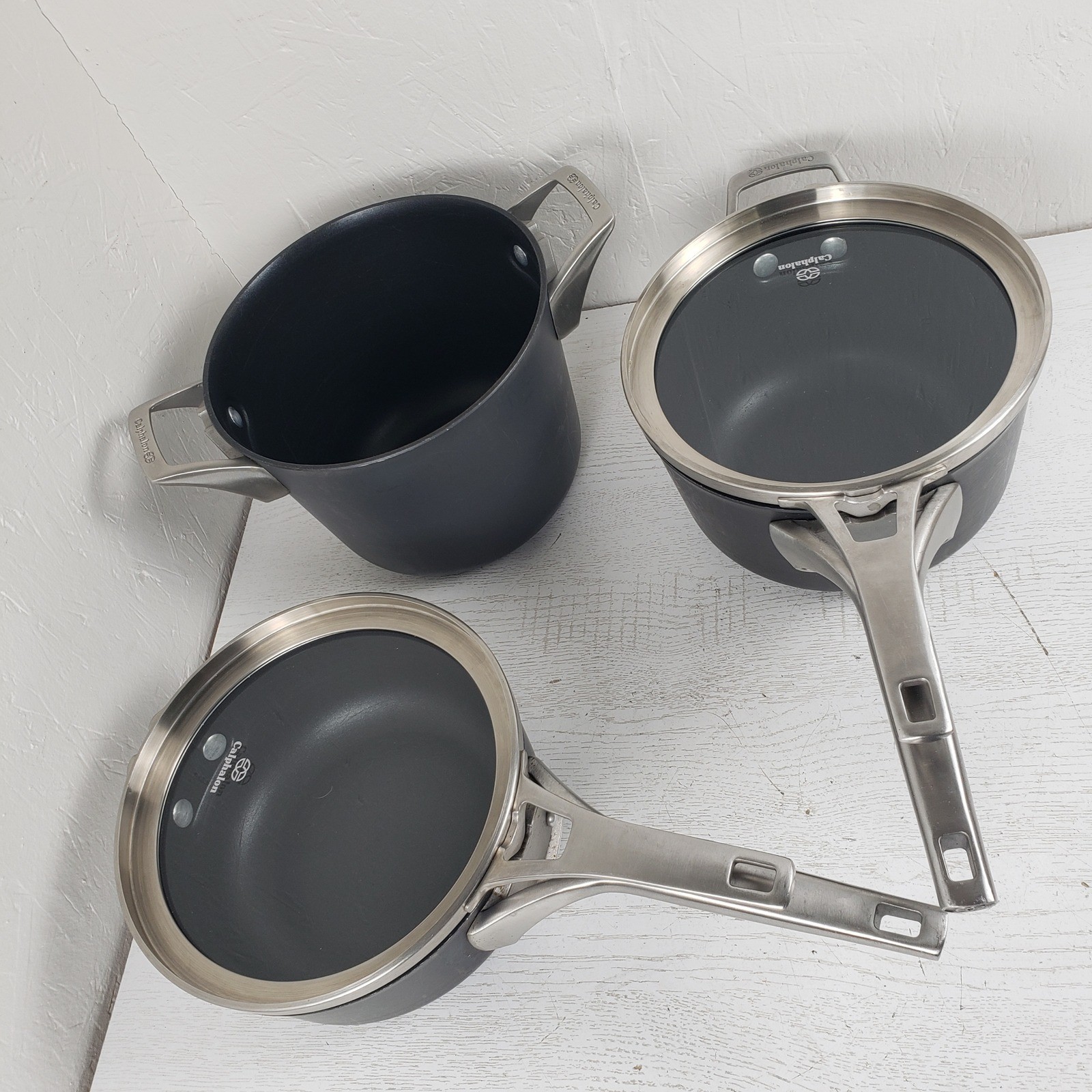 5 Piece Set Calphalon Premier Hard Anodized Nonstick 2.5qt, 3.5qt & 4.5qt
