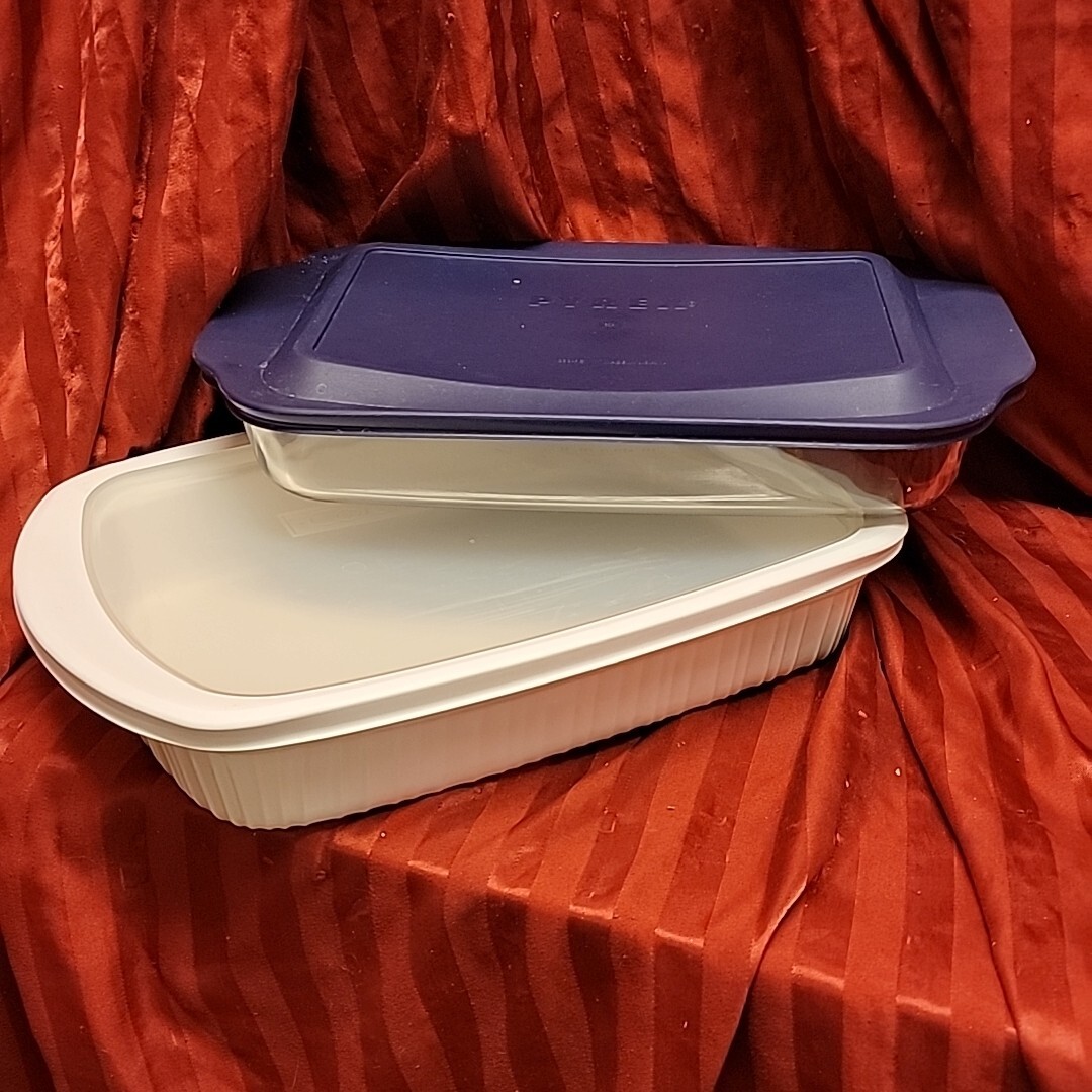 CORNINGWARE ANYWARE French White 9″ X 13″ Dish Lid Insulated Carry Bag RED LOT