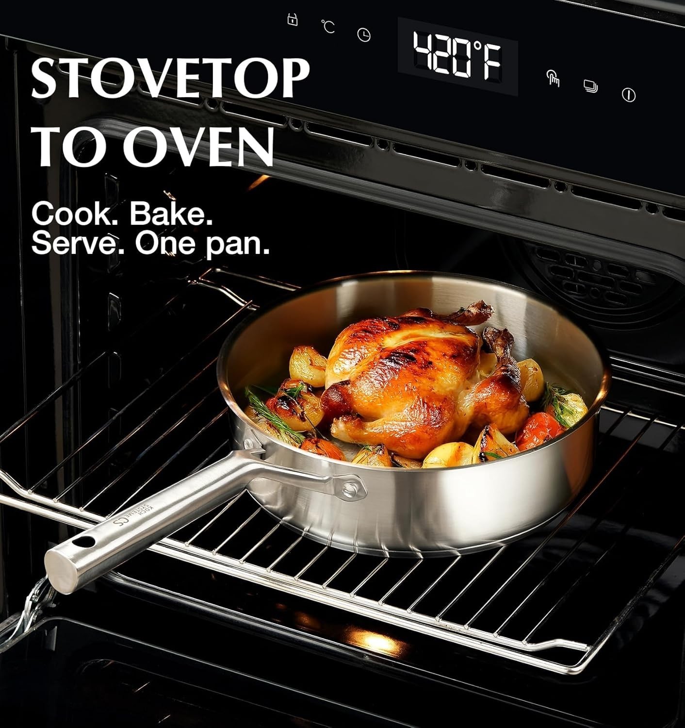 Stainless Steel Cookware Set 17 Piece, Professional 18/10 Stianless Steel Pots a