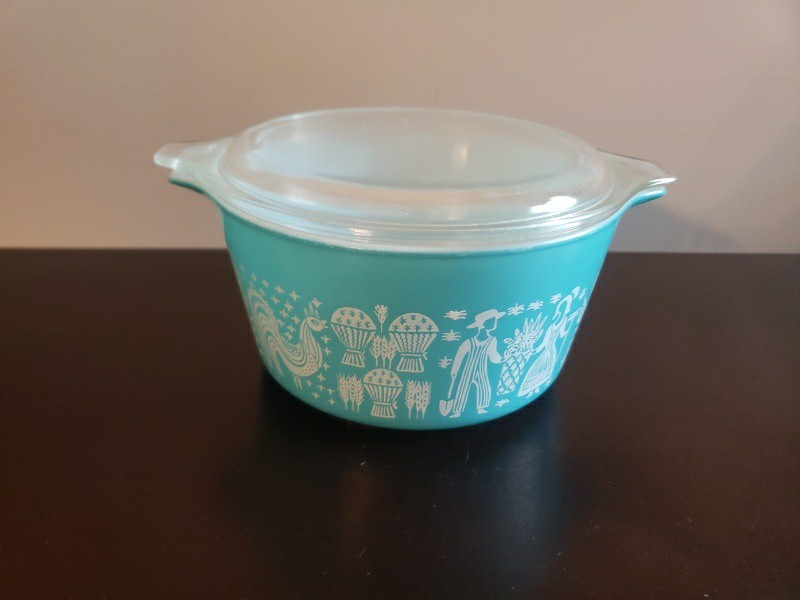 Vintage Pyrex Turquoise Amish Butterprint #473 1 Quart Casserole Dish with Lid