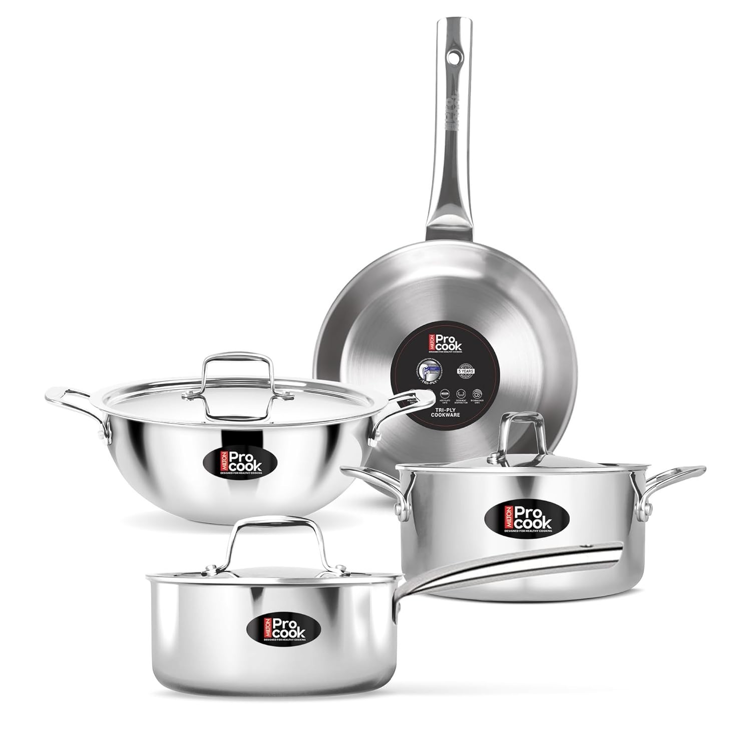 KitchenAid Tri-Ply Clad Stainless Steel 7-piece Cookware Set, NEW