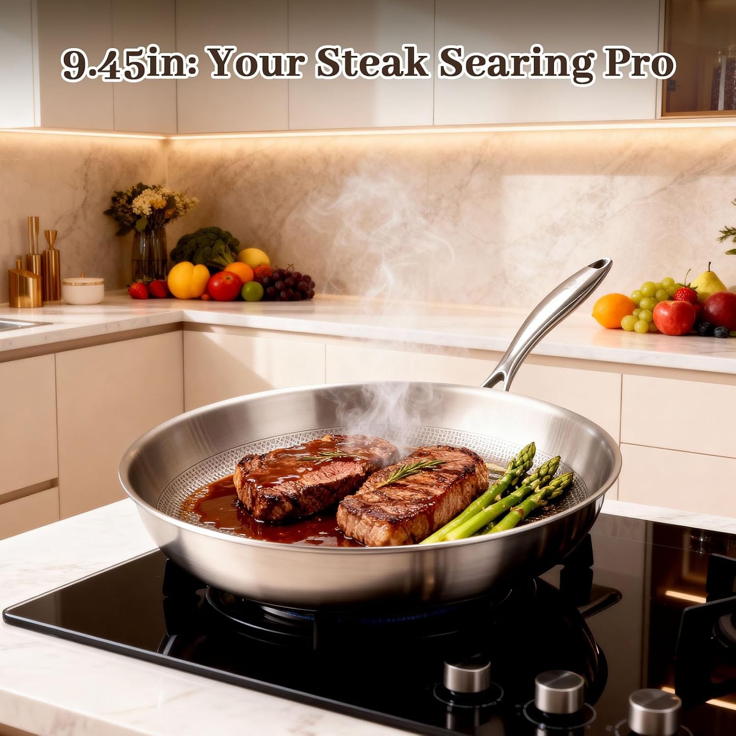 9.45″ Titanium Pans for Cooking Pure Healthy Titanium Frying Pan | No Coating