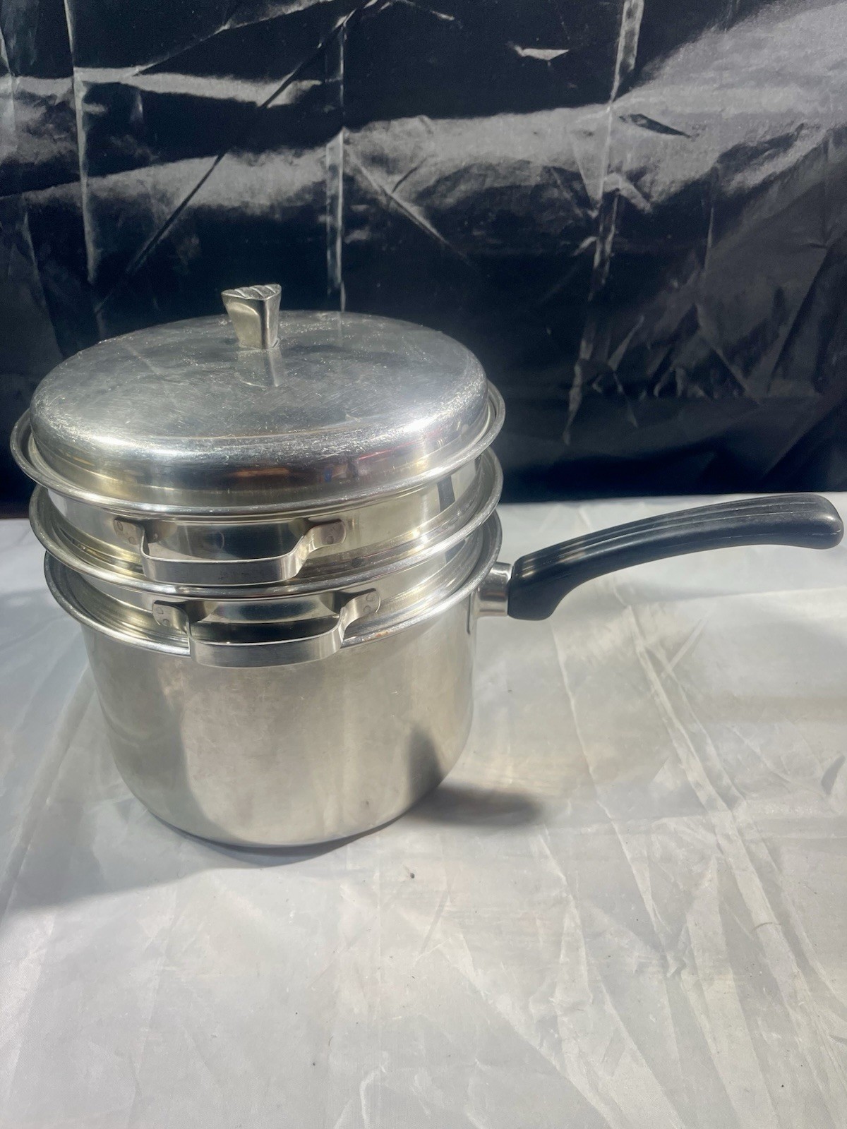 Vintage Carlton Ware Stainless Steel 3 Quart Pot + Broiler & Steamer Inserts