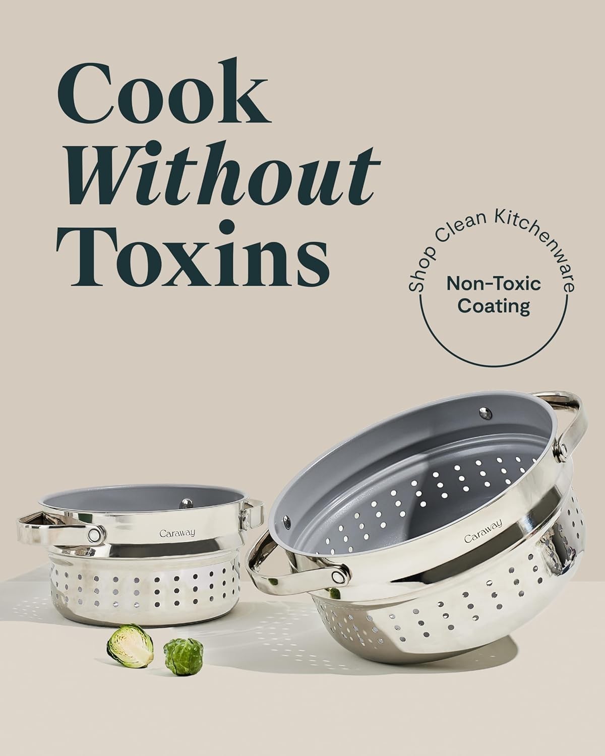 Steamer – Stainless Steel Steamer with Handles – Non Stick, Non Toxic Coating…