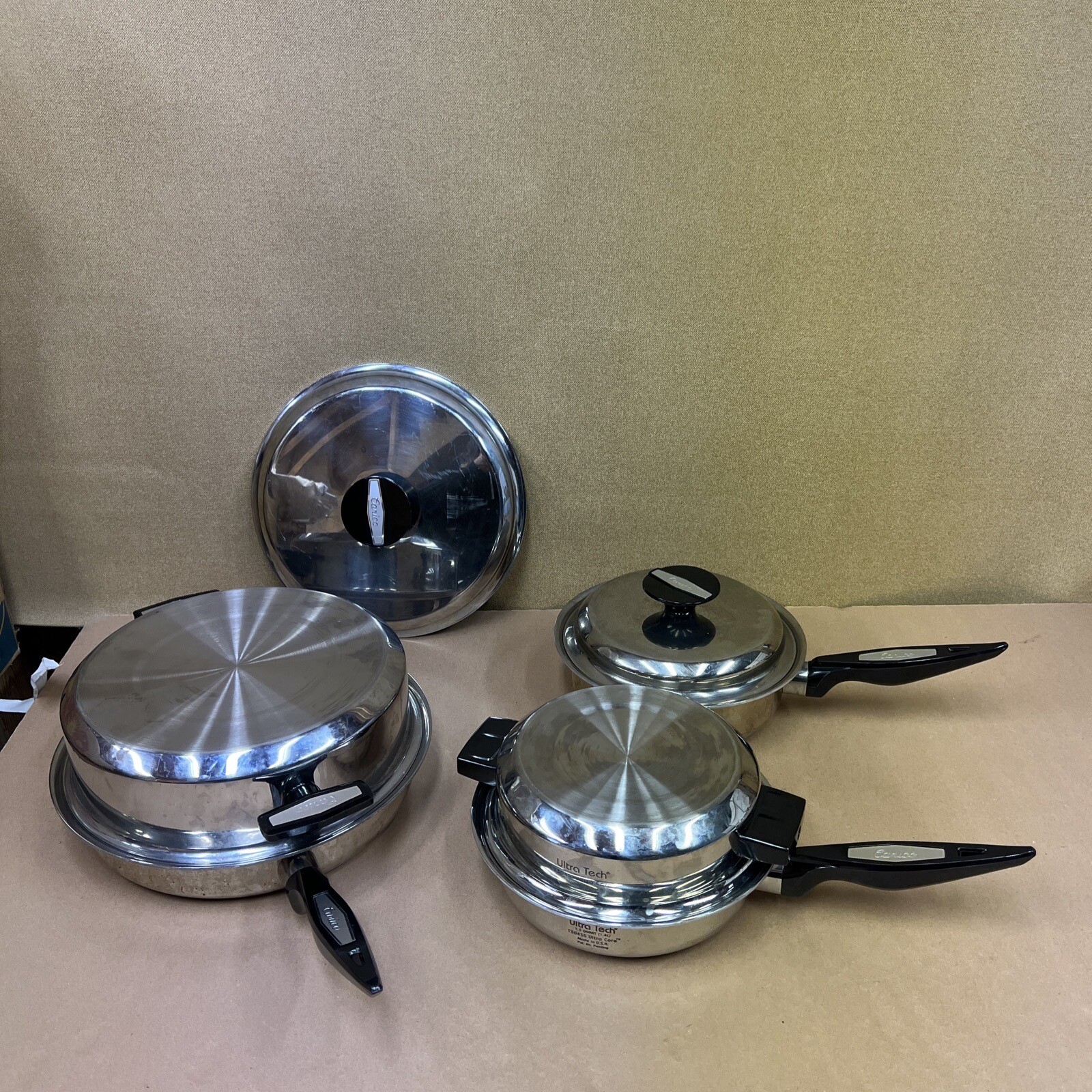 Carico Ultra Tech Stainless Cookware (7) Pan Skillet Pots T304SS USA Ultra Core