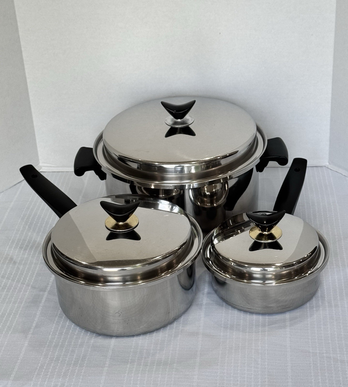 Wonder Ware Thermium Multi-Plex SS 3 Pc Cookware Set With Original Lids USA