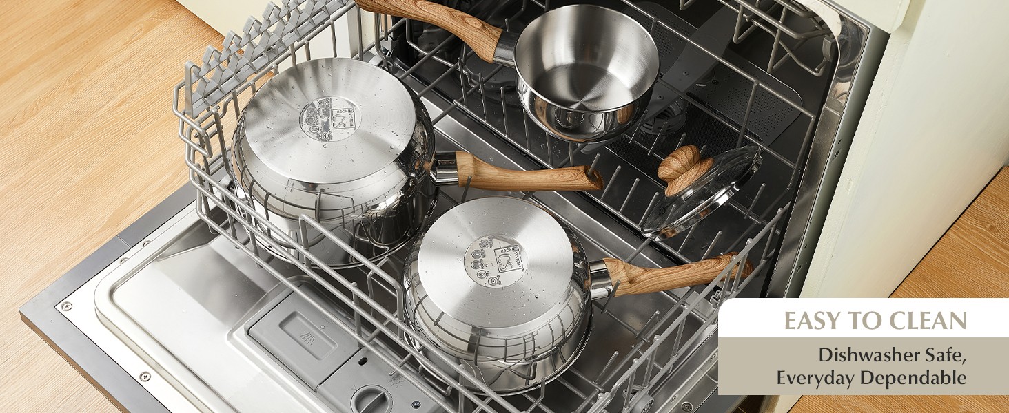 Stainless Steel Pots, 6 Piece Sauce Pan Set with Lids, 1QT, 2QT, 3QT Stainless