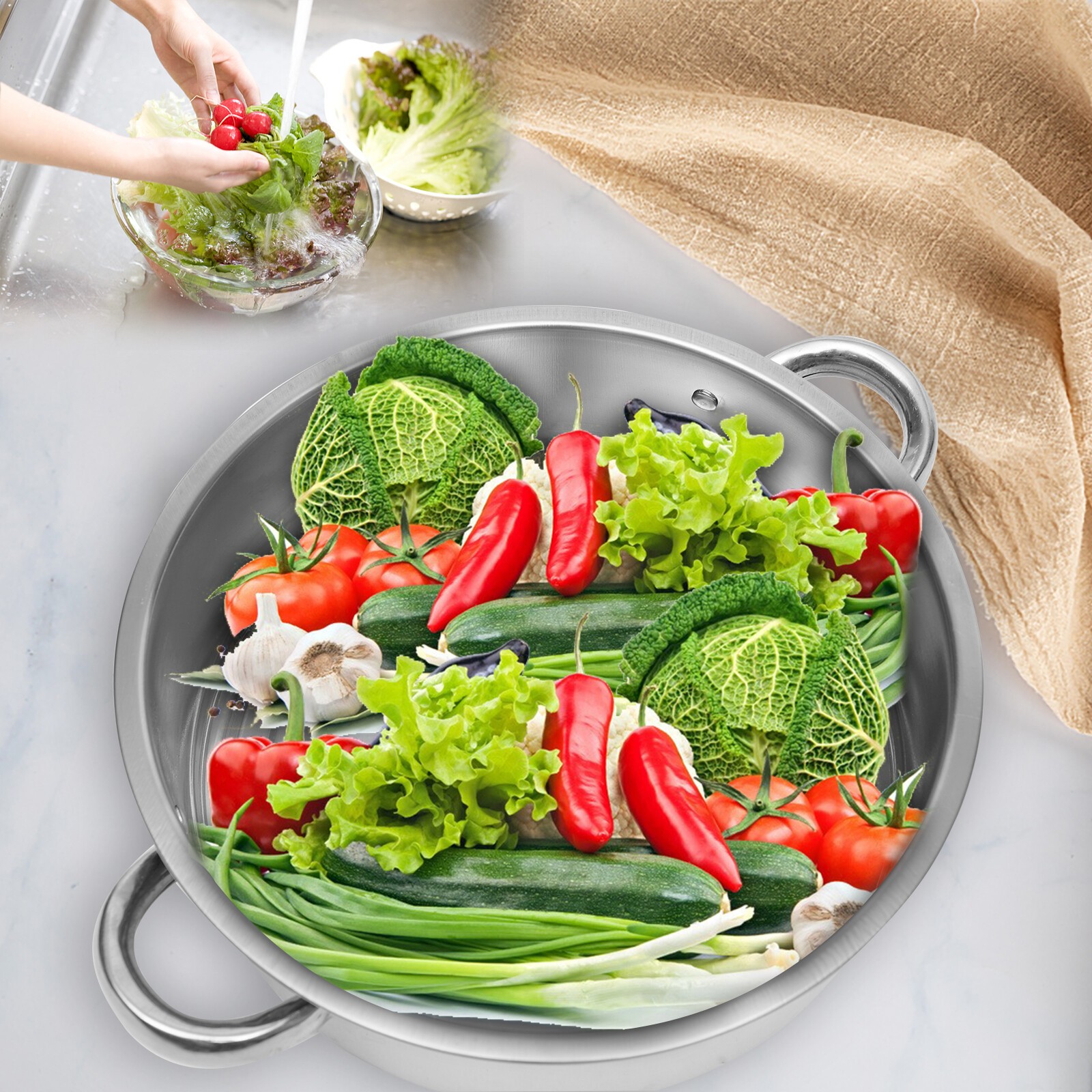 5-Tier Dumpling Steamer Stainless Steel Steamer Pot With Lid Steaming Basket