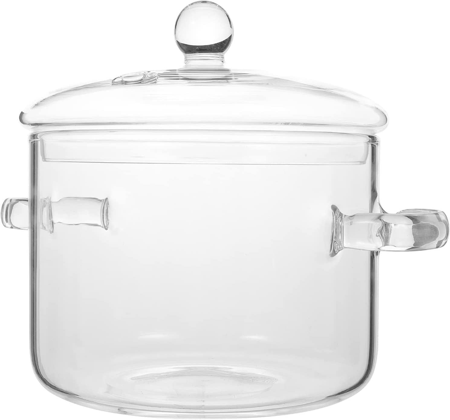 Glass Saucepan with Cover, 64 Oz Stovetop Cooking Pot with Lid and Handle Simmer