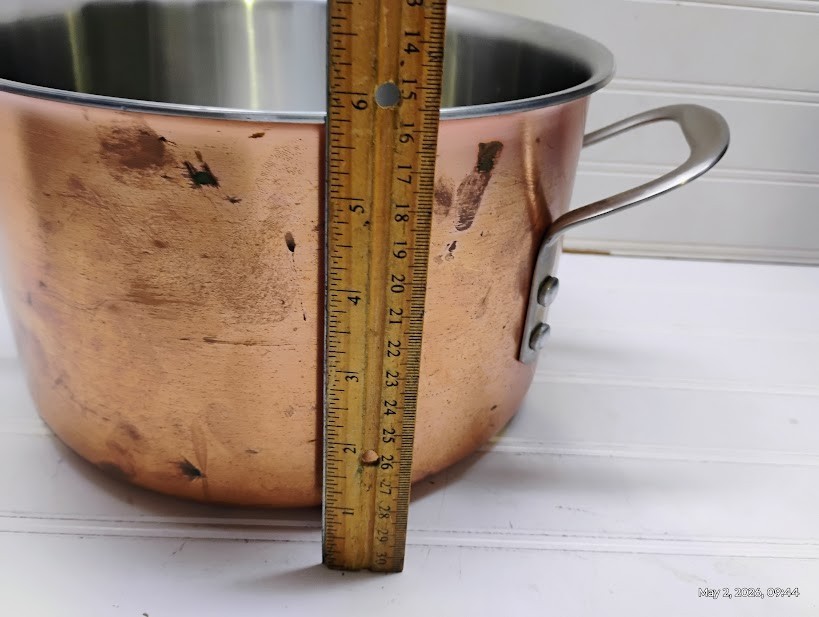Calphalon 6 Qt Stockpot Tri-Ply Copper Stainless Dutch Oven Frying Saute Pan Lid