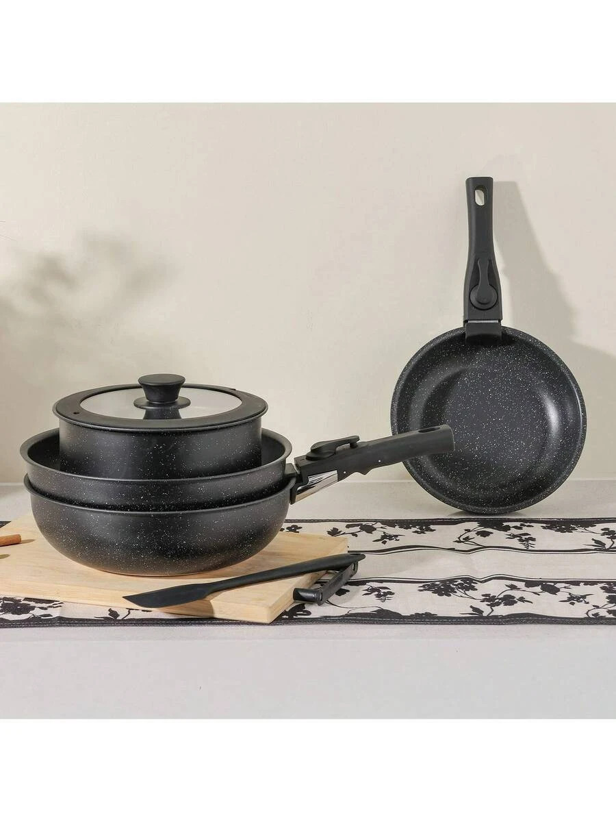 12-Piece Nonstick Pots Pans Set Removable Handles Home Cooking