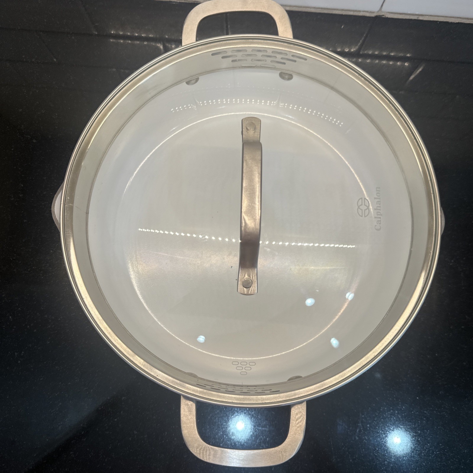 Calphalon Classic Anodized 5 Qt Stock Pot & Glass Lid 8785 Ceramic Non Stick USA