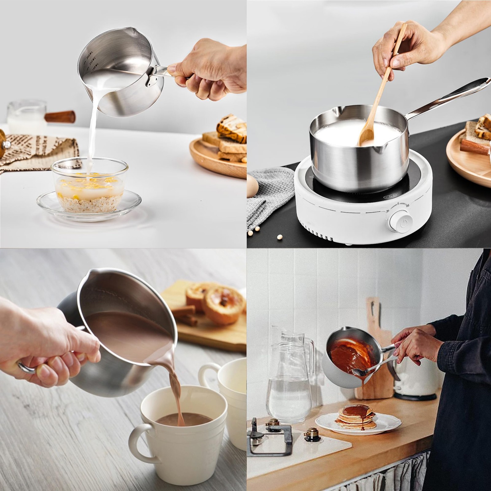 10 Oz Kitchen Induction Stainless Steel Milk Pot Saucepan Chocolate Sauce