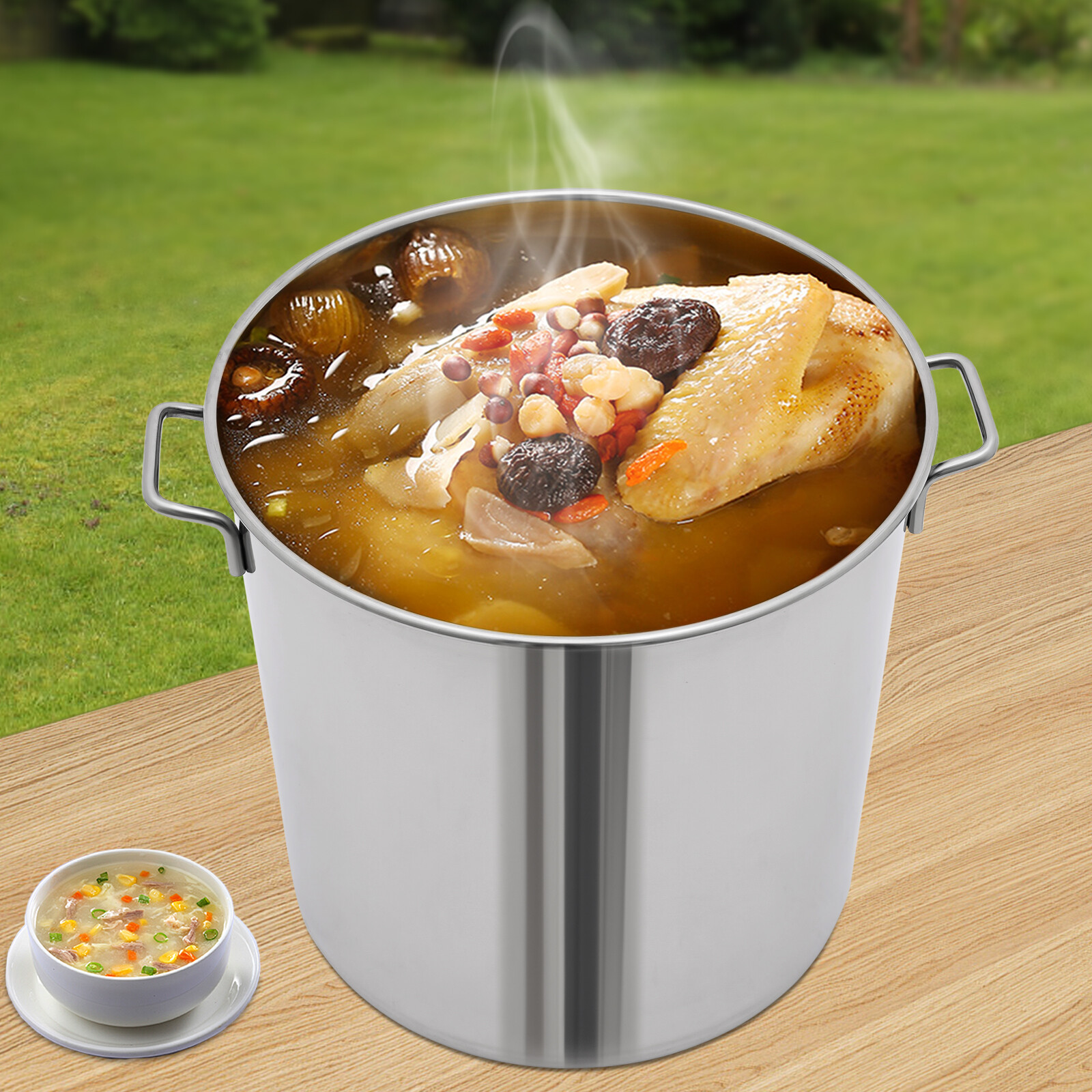 40L/42 27 Qt Stainless Steel 201 Stock Pot with Basket Cookware for Boiling