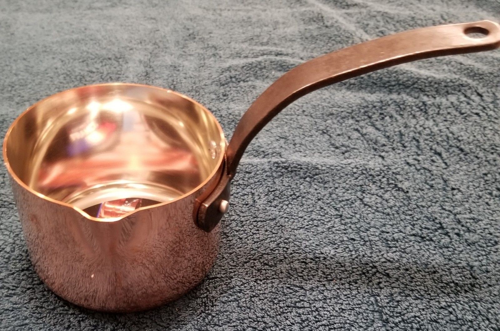 Baumalu copper pan 4 1/4″ with cast iron handle new made in France tin lined