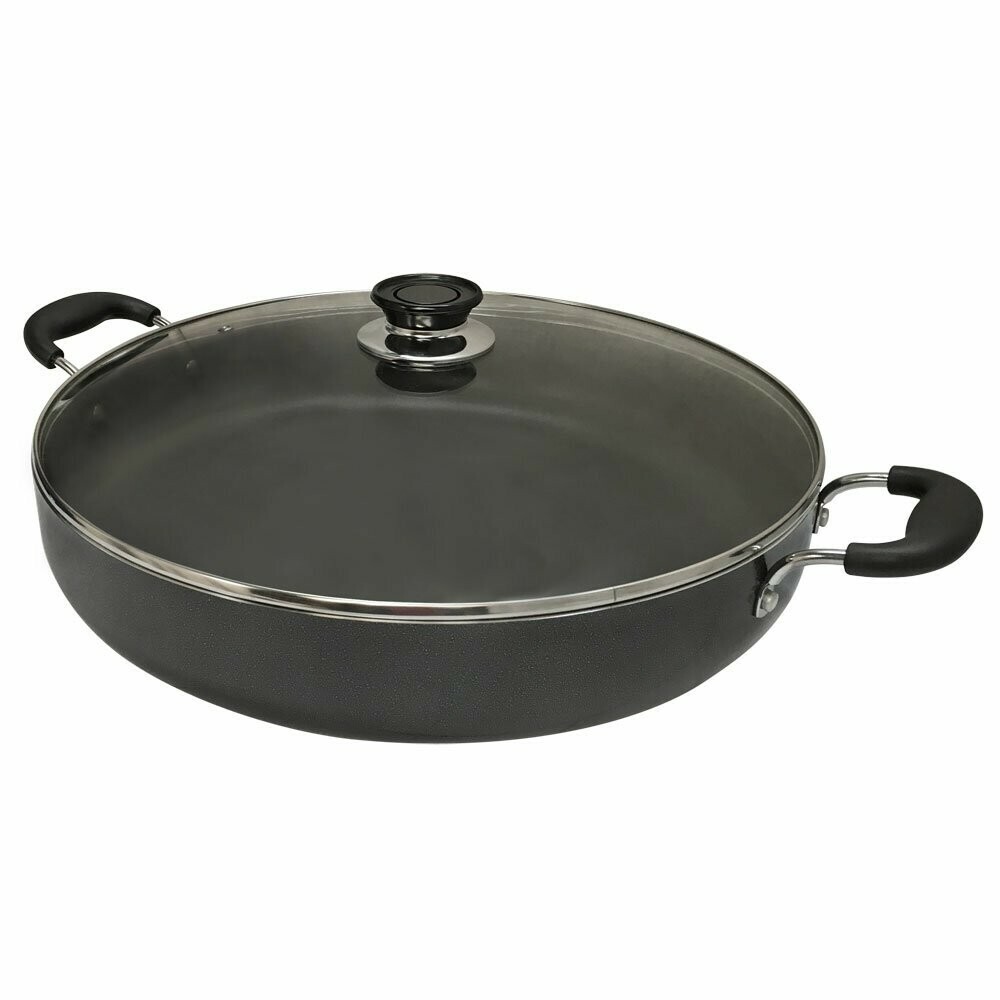 15.5″L x 10″W Aluminum Non Stick Coating Low Pot, 4 Quarts Stock Pot Wok Style