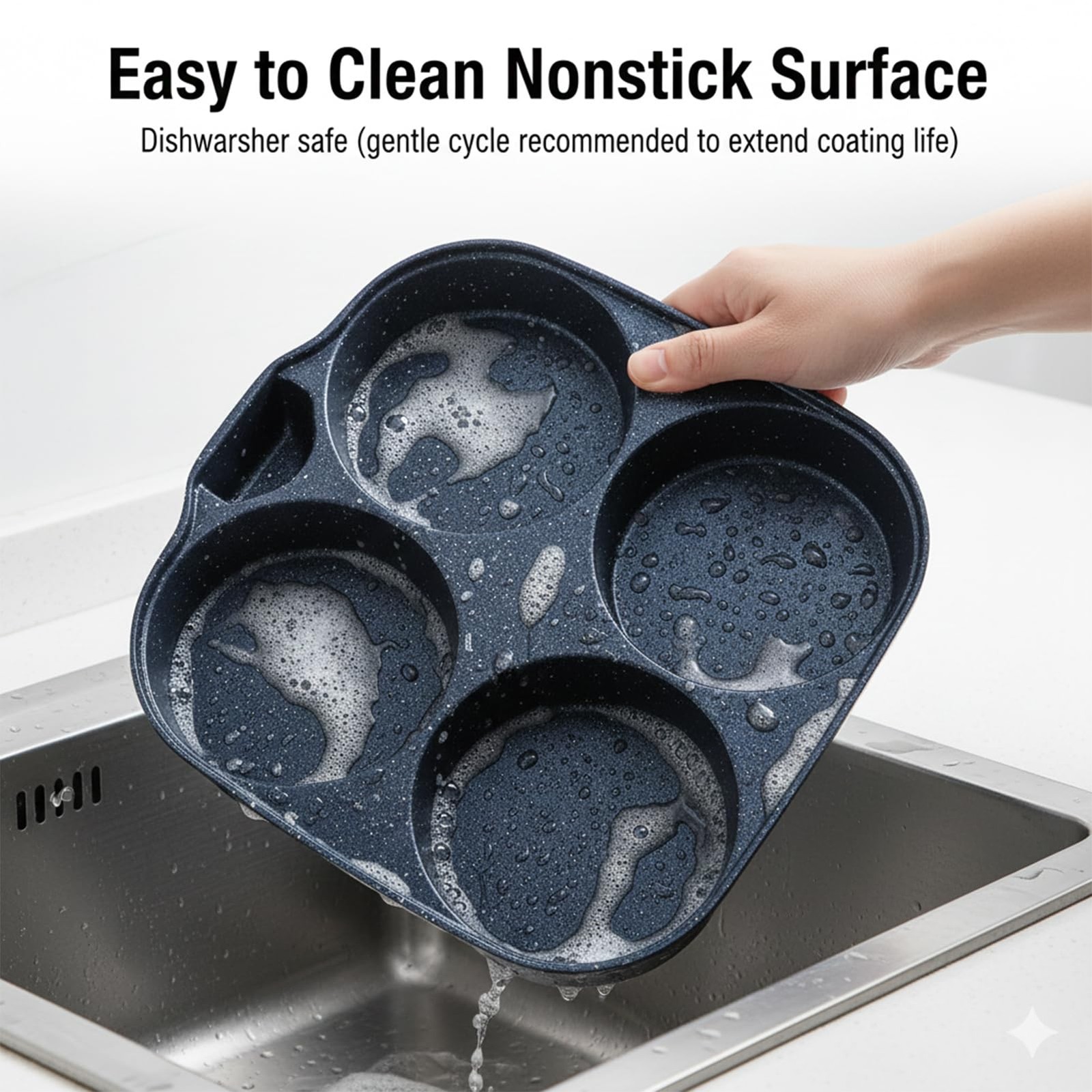 1 PC 4Cup Nonstick Aluminum Omelette Egg Pan Detachable Handle Skillet