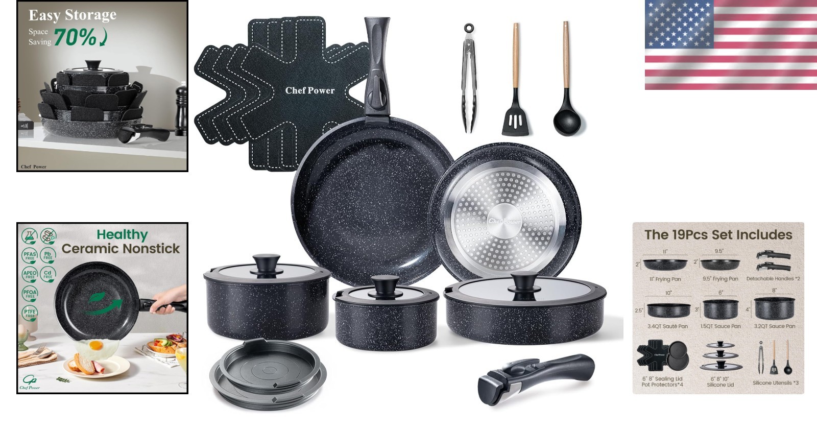 Versatile Chef Power 19-Piece Cookware Set – Non-toxic, Multi-Functional Relief