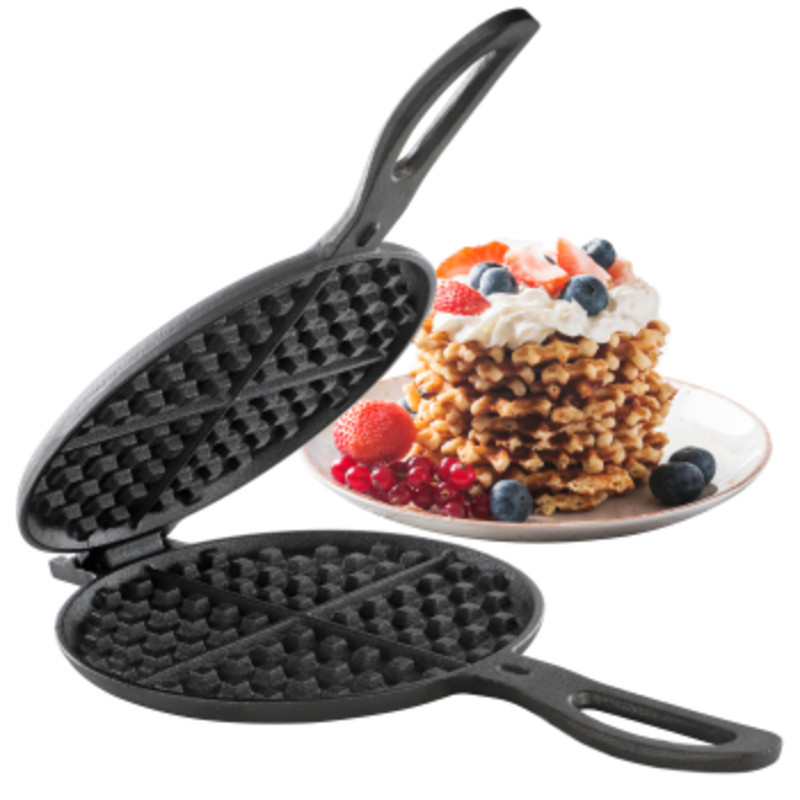 Megachef 6.7 Inch Round Cast Iron Pie Iron Outdoor/Camping Cookware With Long H
