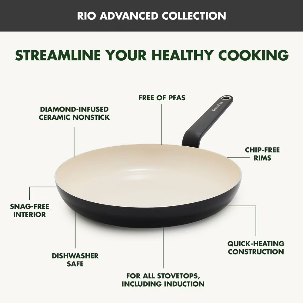 GreenPan Rio Advanced 10″ Ceramic Nonstick Fry Pan Black