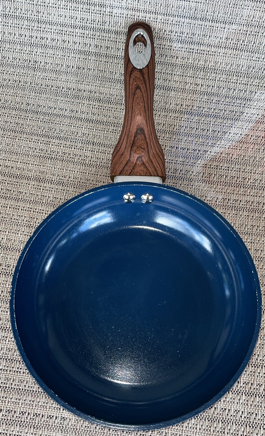 PHANTOM CHEF Dark BLUE 8″ FRY PAN With Wooden Look Handle