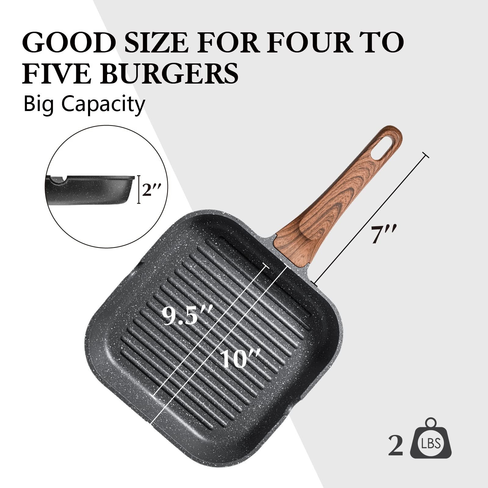 Nonstick Grill Pan for Stove Tops, Versatile Griddle with Pour Spouts, Square…