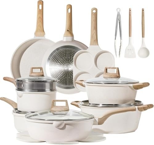 Carote 21pc Nonstick Cookware Set Induction Compatible Granite Kitchen Pots Pans