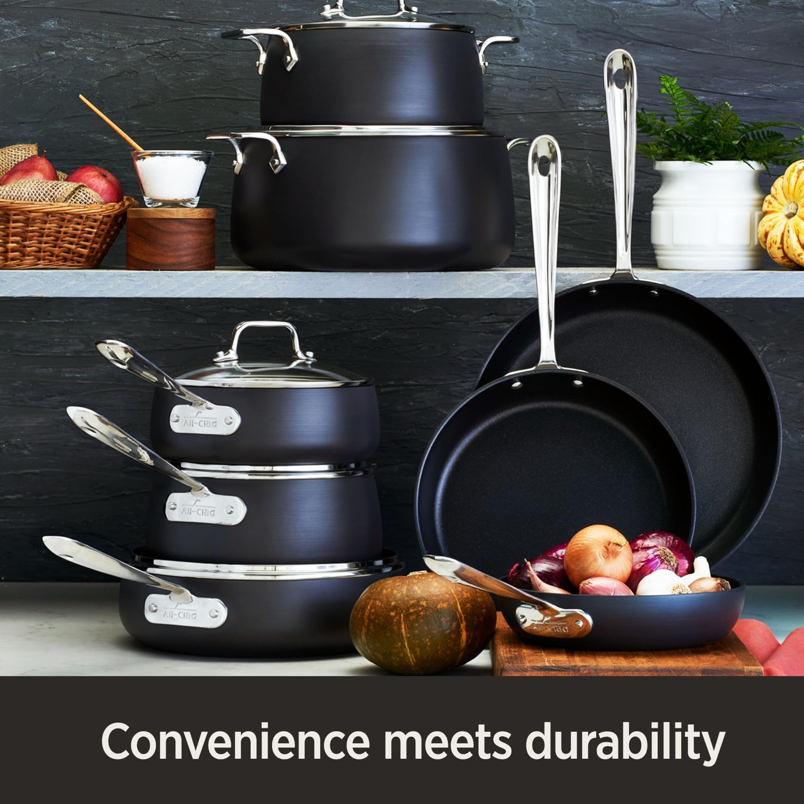 All-Clad HA1 Hard Anodized Non Stick Fry Pan Set 2 Piece, 8, 10 Inch, Inducti…