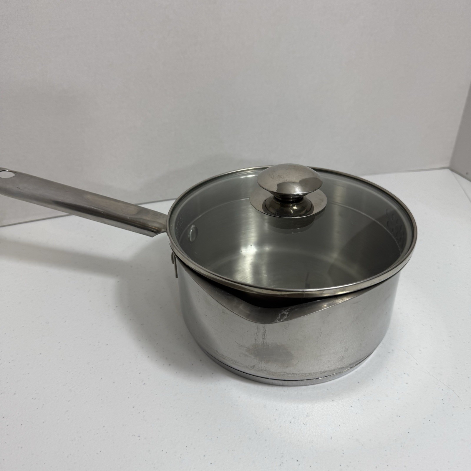 WearEver Stainless Steel 2 Qt Saucepan with Double Pour Spouts & Strainer Lid