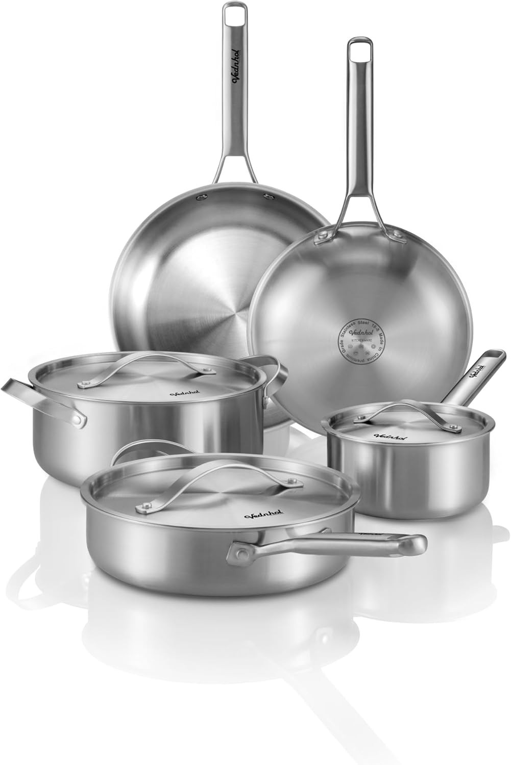 8PCS Tri-Ply Stainless Steel Cookware Set – Induction & Oven Safe