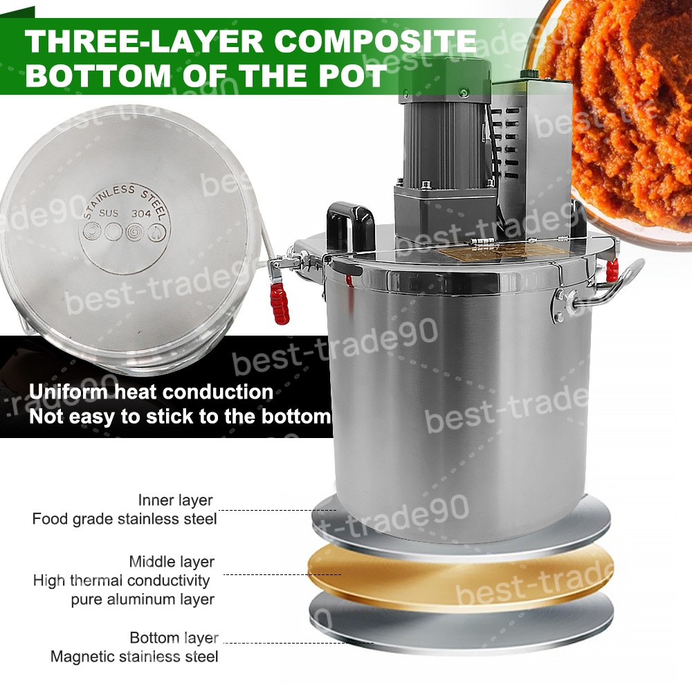 40L Automatic Food Mixer Electric Sauce Stirrer Frying Machine with Lid Kitchen
