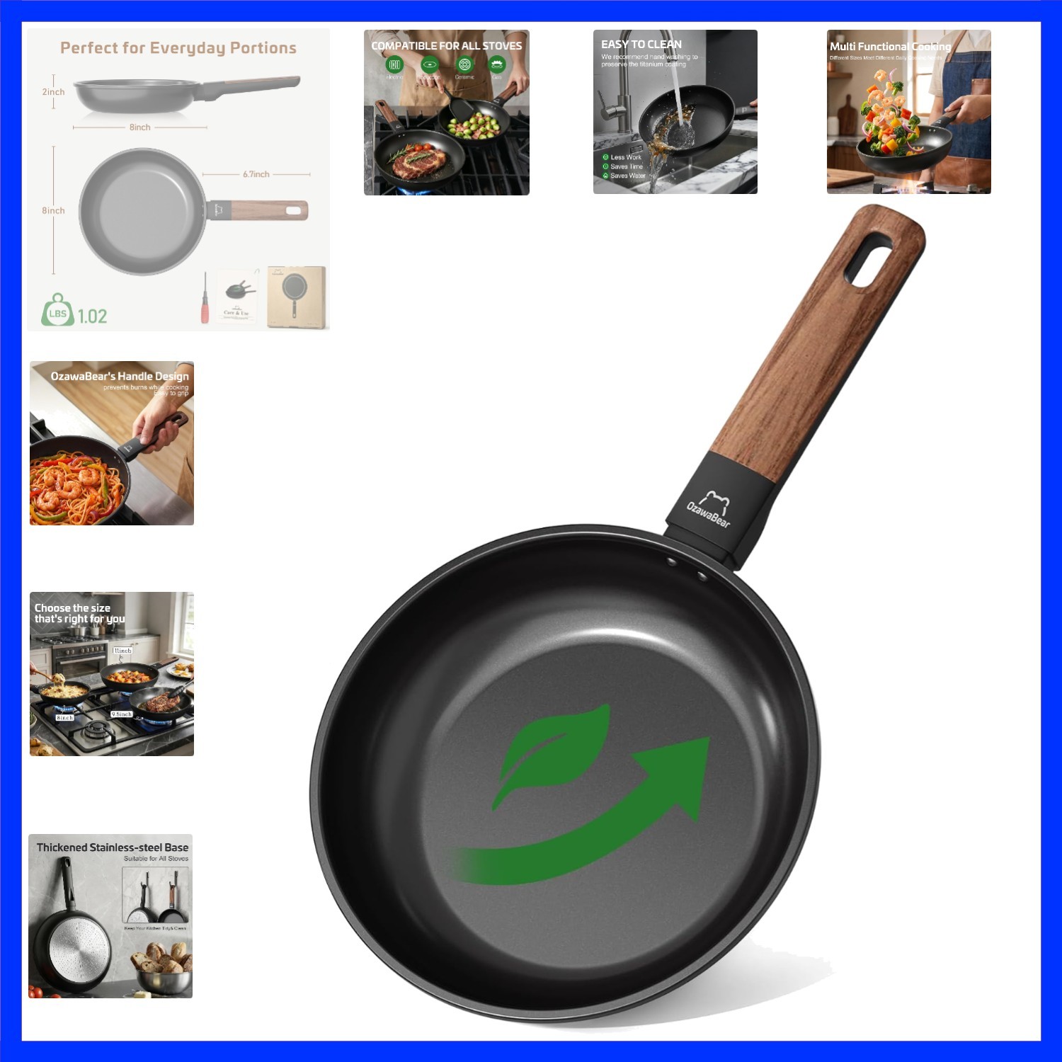 Non Stick Frying Pan Skillet, Titanium Coating Fry Pan Egg Pan Omelet Pan Non…