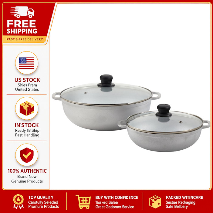 IMUSA 2.5/7.0qt Cast Aluminum Caldero 2pc Set with Glass lid – 22/30cm