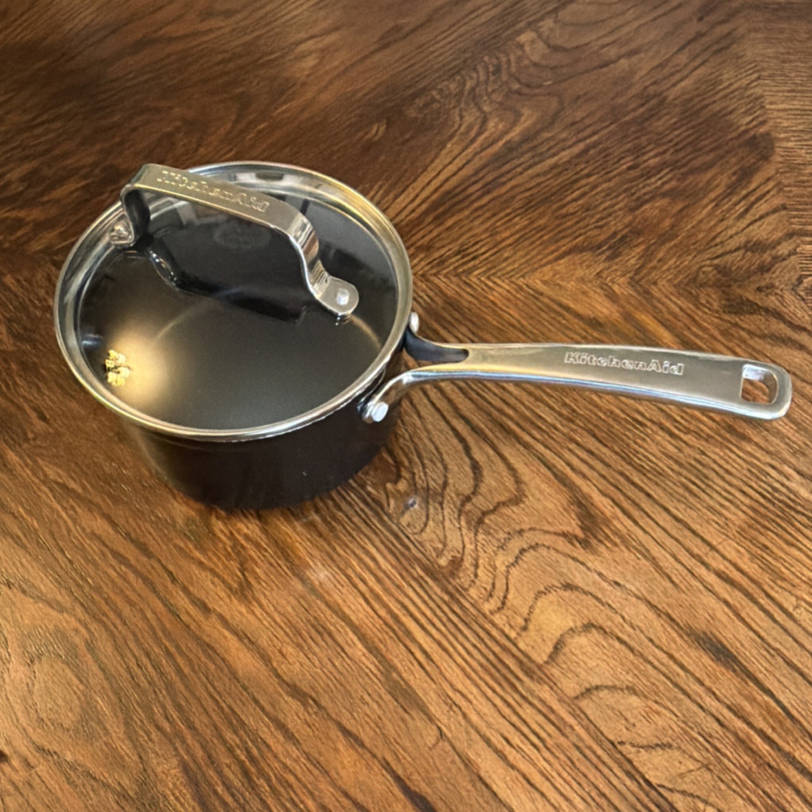KitchenAid Hard Anodized Saucepan With Lid 1.5 qt Black Induction WQ815