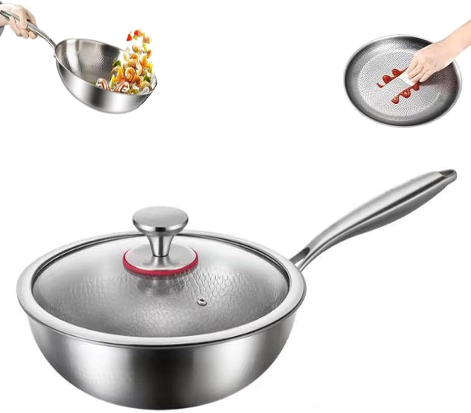Toutrop Titanium Hammered Pan Pro Lid Non Stick Scratch Resistant