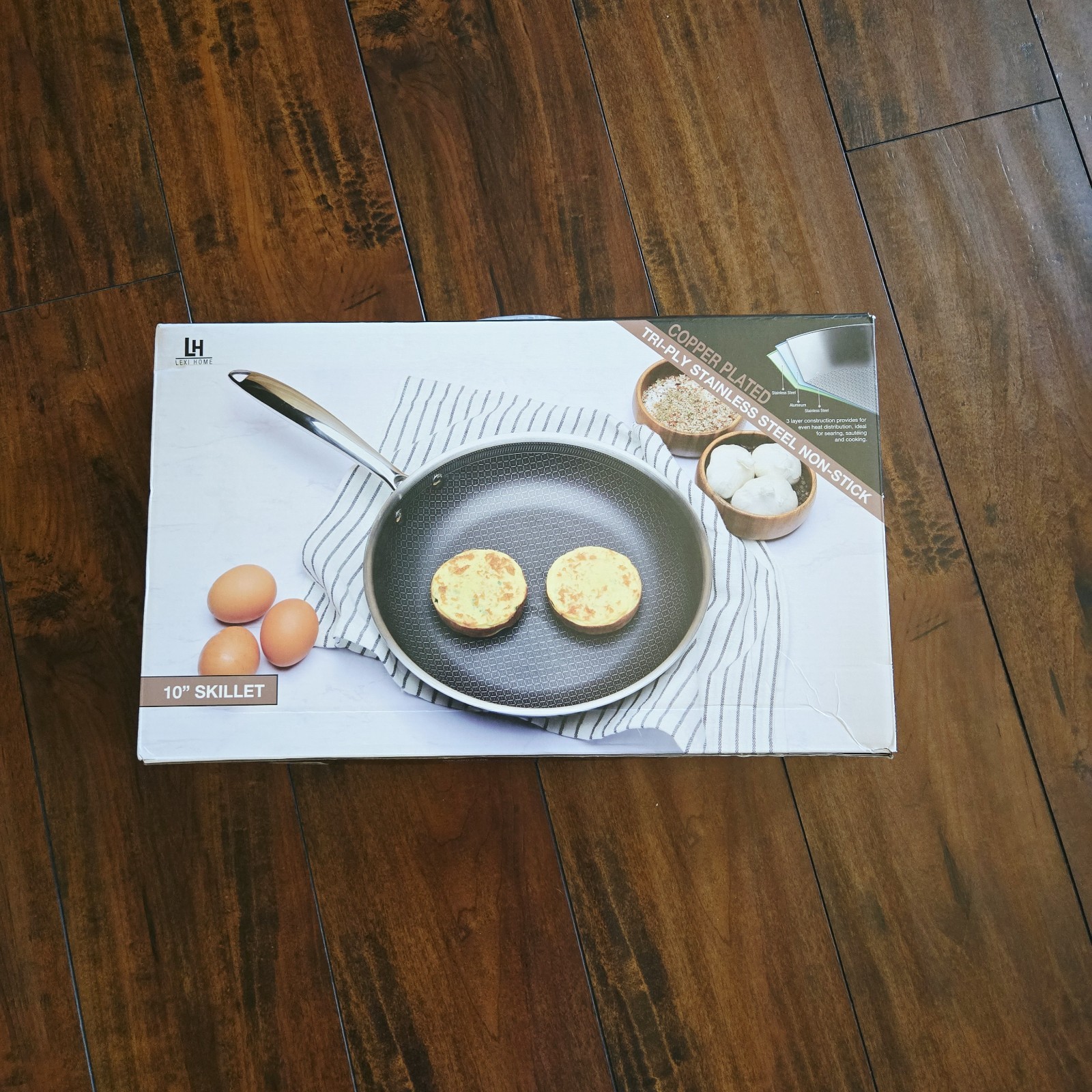 Lexi Home Tri-ply Stainless Steel Copper Coated Non Stick 10″ Frying Pan New