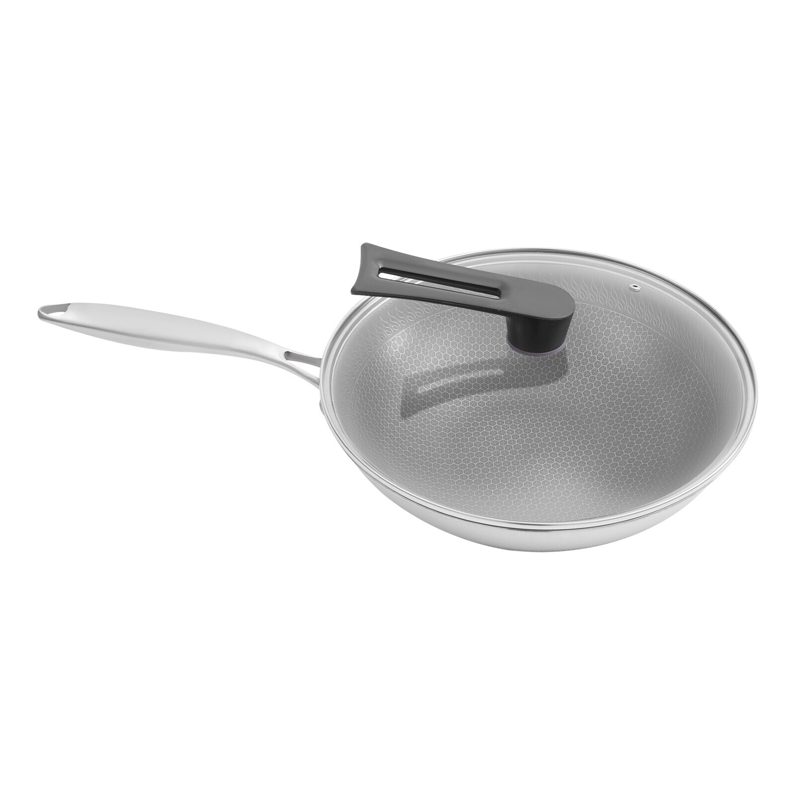 Honeycomb Wok, Stainless Steel Cooking Frying Pan, Stir-fry Pan 32*8.5cm
