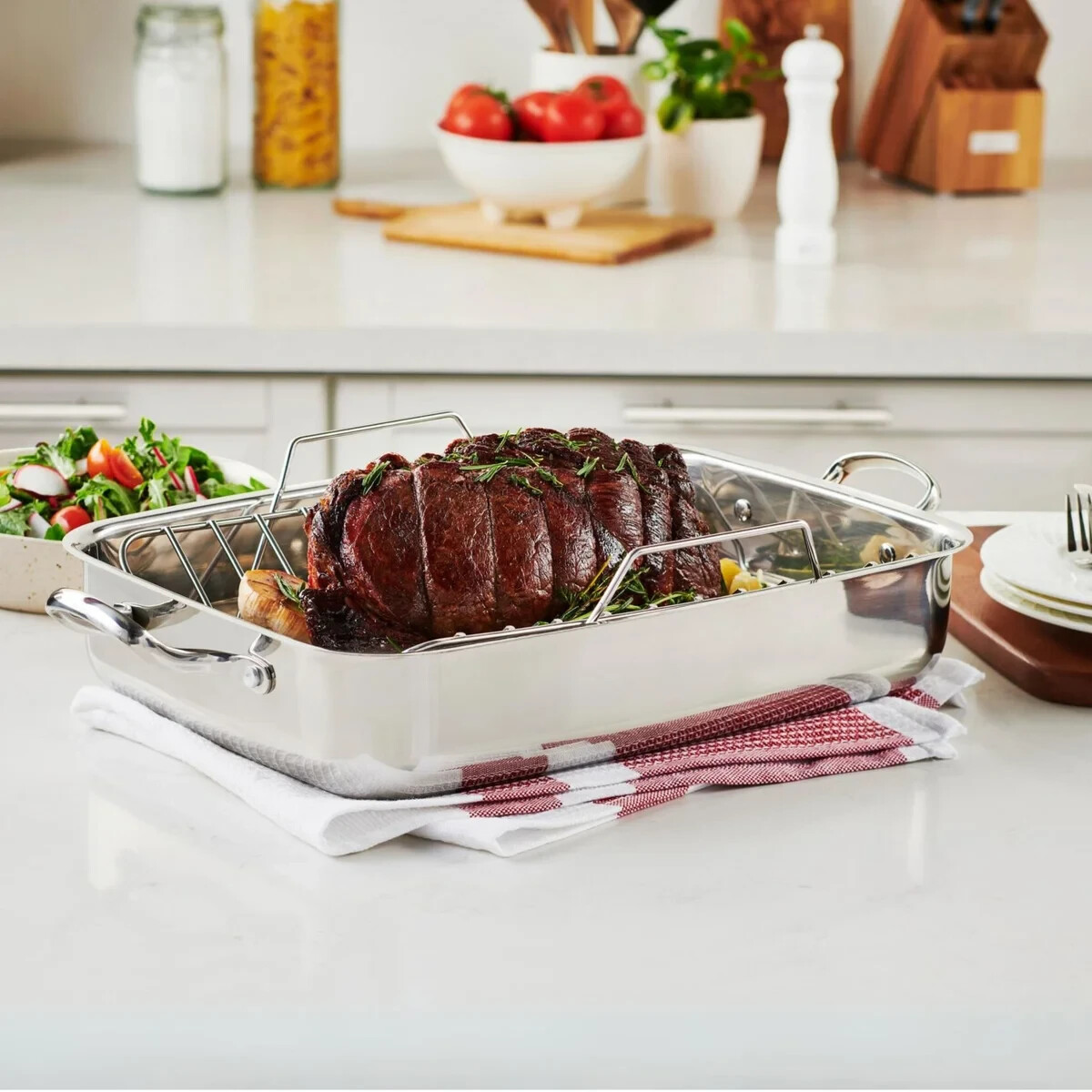 Lagostina 18/10 Stainless-steel Roasting Pan with Rack 39 cm × 28 cm Best Seller
