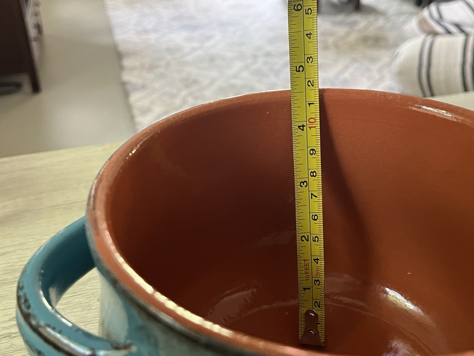 De Silva Bean Pot Made in Italy Glazed Teal Blue Heavy Duty